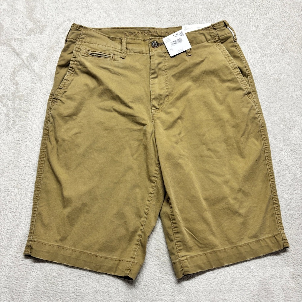 American Eagle Shorts Mens 32 Lived-In Khaki Flex Tan Below The Knee NEW